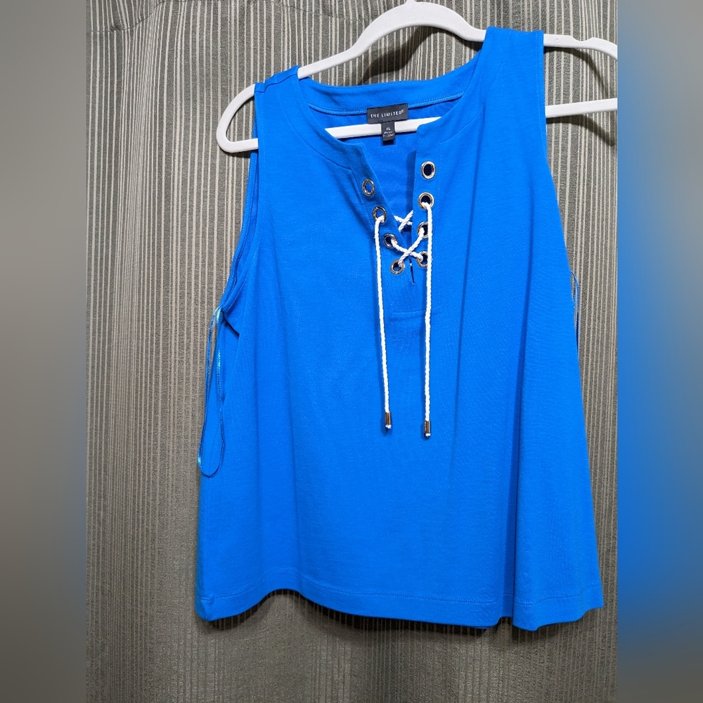 Women's PL The Limited Sleeveless Lace Up Grommet Top,Tank